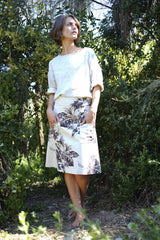A line Skirt - Brown Native Floral