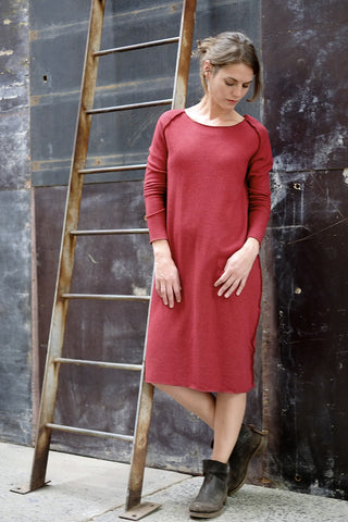 Fami Dress Japanese Wool Knit Bordeaux Red