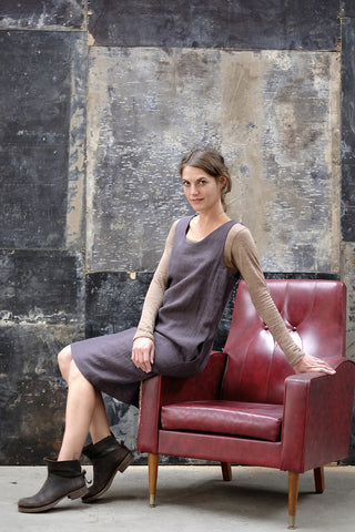 Syd Dress Japanese Washer Linen Charcoal