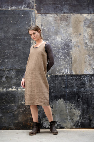 Syd Dress Japanese Washer Linen Coffee