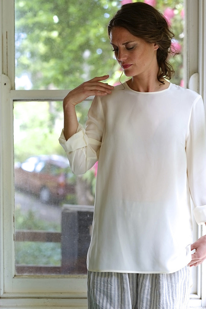 Cerise silk blouse - Ivory