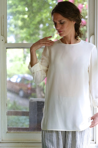 Cerise silk blouse - Ivory