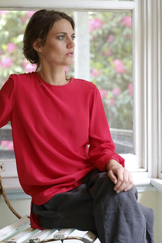 Cerise silk blouse - Red