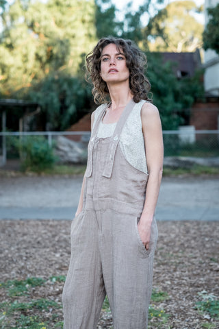 Guide overalls - French linen natural twig