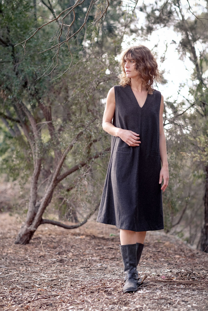 Bosky Dress Italian Pure Wool - Coal